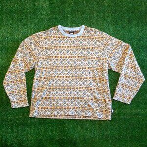 STUSSY GIZA CREWNECK BLUE MENS SWEATER LONG SLEEVE CASUAL PATTERN SIZE LARGE